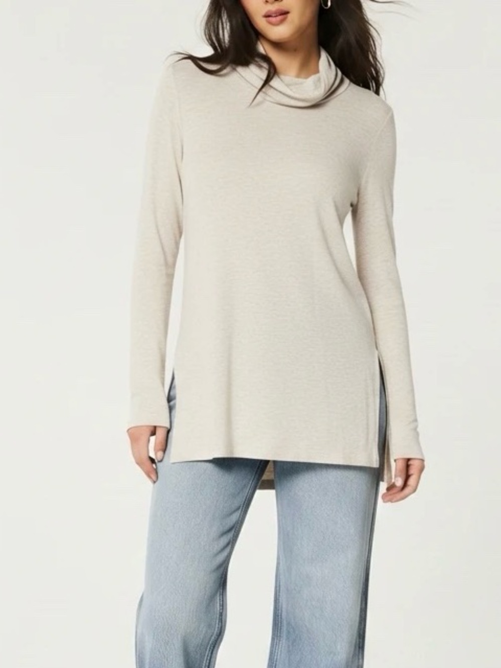 J. Jill Cream Turtle Neck Long Sleeve Top